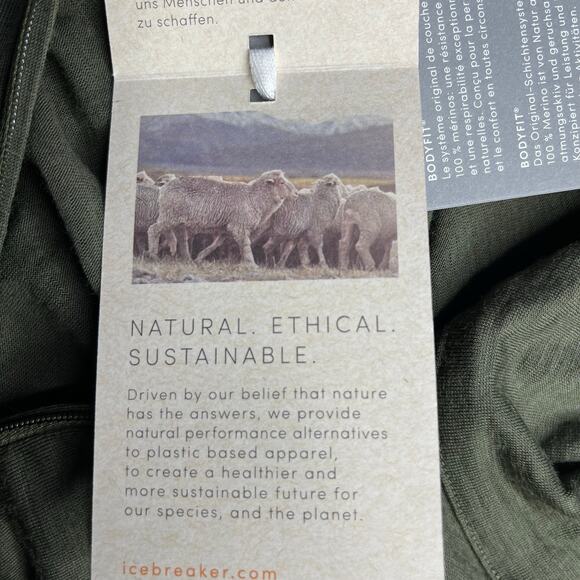 Icebreaker Merino 200 Oasis Long Sleeve Half Zip Base Layer Top Green Small New - Picture 12 of 16